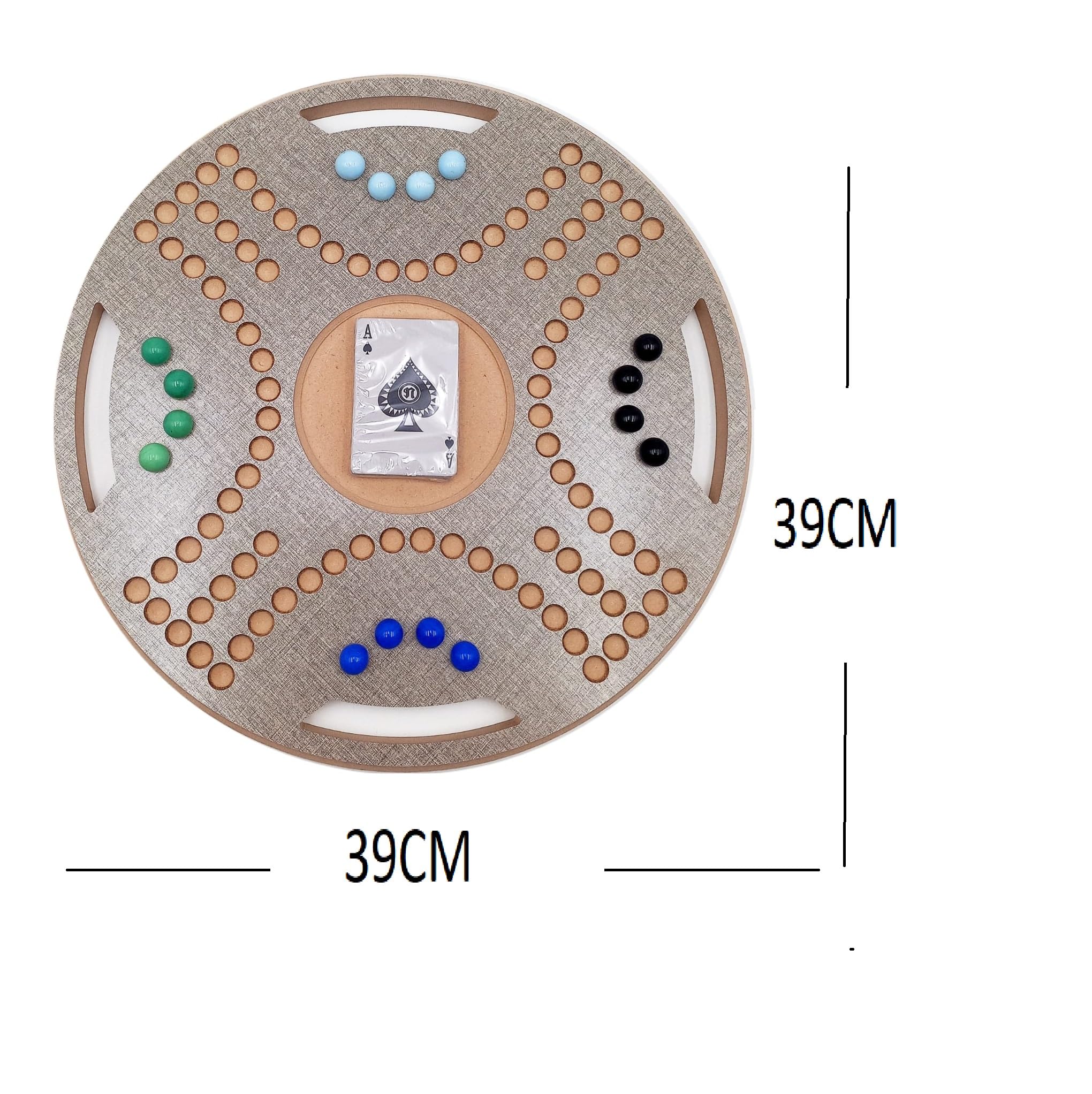 لوح لعبة جاكارو خشبي لـ 4 لاعبين مع كرات زجاجية وبطاقات، مقاس 39 × سم، فضي